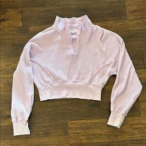 Lavender waffle knit crop shirt